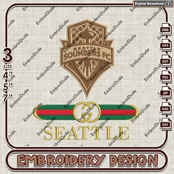 mls seattle sounders fc embroidered gucci embroidery design, mls embroidery files, mls team embroidery, digital download