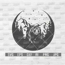 bear outdoor mountain svg | bear svg | wild animal svg | outdoor svg | bear hunting svg | mountain scene svg | bear clip