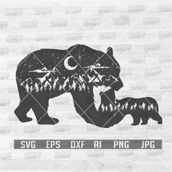 bear family svg | bear outdoor svg | wild bear svg | bear cut files | bear outdoor png | mountain scene svg | bear svg |