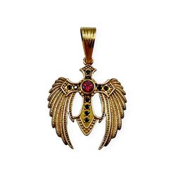 pendant cross with the wings of guardian angel 412530yml, completely brass alloy