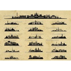 digital svg png jpg world cities, skylines, landscape, monuments, metropolis, city scape, clipart, vector, silhouette, i