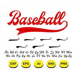 baseball font svg, baseball font ttf anda otf, text tails svg, png, baseball script, cut file for cricut