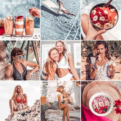 6 lightroom mobile presets, summer, vibrant pink blue preset / travel blogger instagram filter photography / bright airy