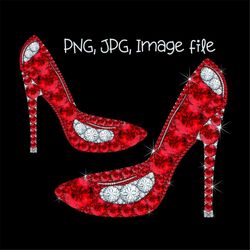diamond high heels png, diamond mosaic shoes heels, diamond, red shoes, high heels shoe, diva, clipart, gift for her, di