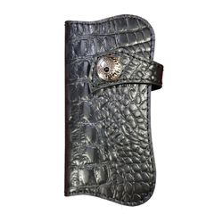 crocodile black leather universal mobile wallet