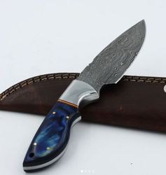 damascus skinner knife, hand made damascus steel skinner knife