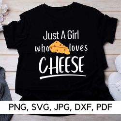 just a girl who loves cheese svg file, cheese lover, png, svg, cheese svg, loves cheese, funny quotes, digital download