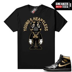 black gold metallic 1s shirts to match sneaker match tees black 'heartless bear toon'