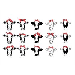 cow bandana svg, cow with bandana clipart, cow head svg file for cricut, farm svg, heifer svg