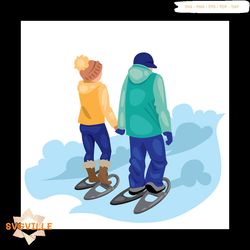 couple on snow shoes svg, valentine svg, couple svgsnow svg, shoes svg