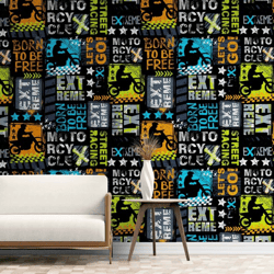 moto extreme design adhesive wallpaper for thrilling guy's bedroom makeover custom