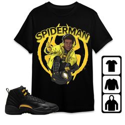 aj 12 black taxi unisex t-shirt, tee, sweatshirt, hoodie, spiderman miles, shirt to match sneaker