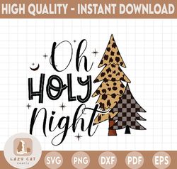 Oh Holy Night Christmas Tree PNG, Christmas Tree Cheetah Sublimation, Western SantaWaterslide, Digital Clipart