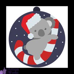 koala bear with candy cane svg, christmas svg, koala bear svg