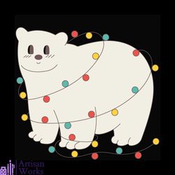 christmas polar bear svg, christmas svg, polar bear svg, christmas lights svg