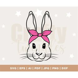 bunny svg, easter bunny bandana, bunny bandana svg, bunny with bandana svg, kid's easter design, bandana svg, easter ban