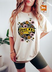 fleetwood mac tshirt, floral retro band graphic tee,distressed band rock and roll shirt,rock band sw
