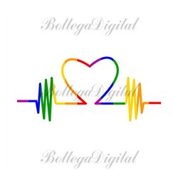 heartbeat pride heart svg, lgbt svg, rainbow svg, gay svg, lesbian svg, love is love svg, boy love, gay png, heartbeat s