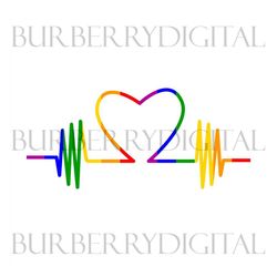 heartbeat pride heart svg, lgbt svg, rainbow svg, gay svg, lesbian svg, love is love svg, boy love, gay png, heartbeat s