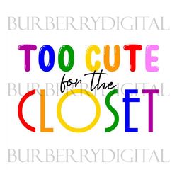 too cute for the closet gay pride svg, lgbt svg, rainbow svg, too cute rainbow, gay svg, lesbian svg, love is love svg,
