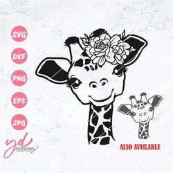 cute floral giraffe svg png | cute giraffe face svg | baby giraffe svg | giraffe face svg | zoo animal svg | cute animal