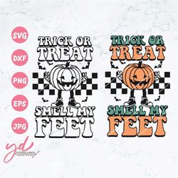Trick or Treat Smell My Feet Svg Png | Pumpkin Svg | Halloween Pumpkin Svg | Funny Halloween Design | Spooky Vibes Svg |