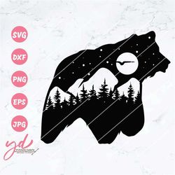 bear svg | mountains svg | outdoor bear svg | adventure svg | silhouette | animal svg | grizzly black brown bear svg | b