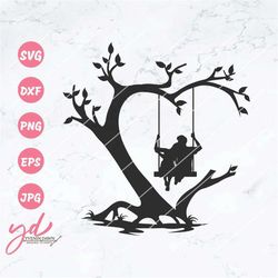 Couple Swing Svg Png | Romantic Swing Svg | Couple Svg | Couple Under a Tree Svg | Love Dating Svg | Couple Template Svg