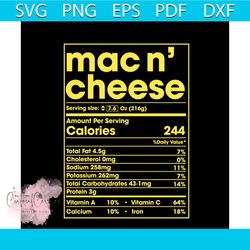 nutrition mac n cheese svg, trending svg, nutrition svg, calories 244 svg