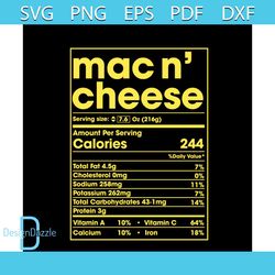 nutrition mac n cheese svg, trending svg, nutrition svg, calories 244 svg