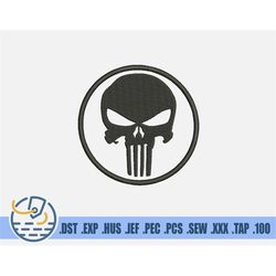 Punisher Skull Embroidery File - Instant Download - Comic Hero For Man And Kids - Simple Logo For Clothing Decoration -