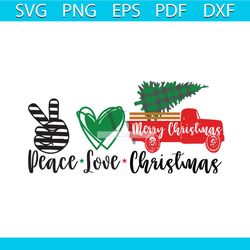 Peace Love Christmas Svg, Christmas Svg, Buffalo Plaid Svg, Xmas Truck Svg, Christmas Gift Svg