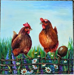 chicken girlfriends. painting for interior decoration.