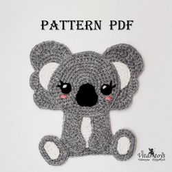 crochet applique cute koala  pattern