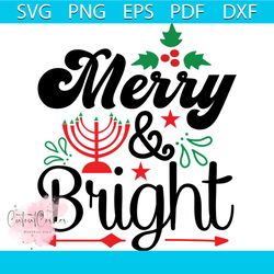 Merry And Bright Svg, Christmas Svg, Xmas Svg, Xmas Mistletoe Svg, Christmas Gift Svg