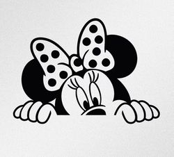 minnie mouse peeking svg, dxf, eps, ai, cdr vector files for cricut, silhouette, cutting plotter, png file for sublimati