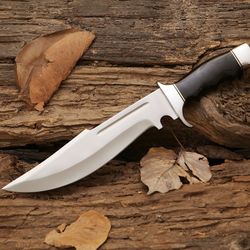 sskt_custom handmade 10 inches blade bowie knife 5 inches handel d2 steel hunting  knife with leather sheath,