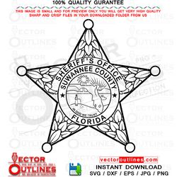 suwannee county svg sheriff office badge, sheriff star badge, vector file for, cnc router, laser engraving, laser cuttin