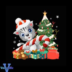 cat christmas and candy cane svg, christmas svg, christmas cat svg