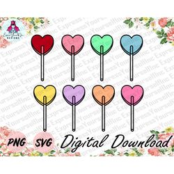 heart shaped valentine's day lollipop svg, heart sucker svg, lollipops svg, lollipops clipart, heart lollipops svg, vale