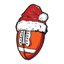 christmas football ball santa hat funny sport xmas svg, football svg, football ball santa hat, christmas, christmas svg,