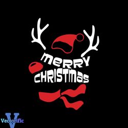 merry christmas reindeer and santa hat svg, christmas svg