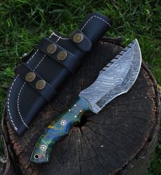 full tang tracker hunting knife , custom made hand made damascus steel tracker knife