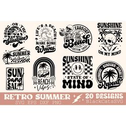 retro summer svg bundle, groovy summer svg, retro beach svg, groovy beach bundle