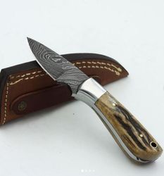 damascus skinner knife ,custom hand made damascus steel skinner knife