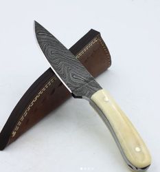 damascus skinner knife,custom hand made damascus steel skinner knife