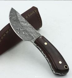 damascus skinner knife , custom hand made damascus steel hunting  knife