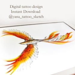 phoenix tattoo design phoenix tattoo sketch phoenix tattoo ideas, instant download pdf, png, jpg files