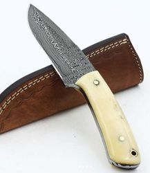 full tang  hunting knife , custom made hand made damascus steel skinner knife