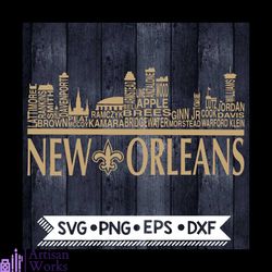 new orleans, skyline pro football, names graphic, svg, sport